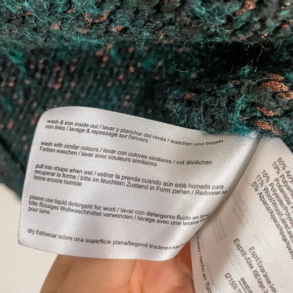 Espirit Wool Blend Exposed Seam Granola Sweater Indie Sleaze, Size Small - Picture 8 of 10